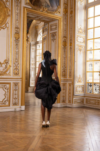 Couture : Sculptured Drape Dress - Noir Ciel