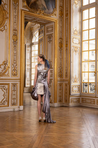 Couture : Sculptured Drape Dress - Sterling