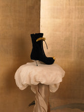 Load image into Gallery viewer, Artisanal Trigon Heeled Boots - Black/Gold