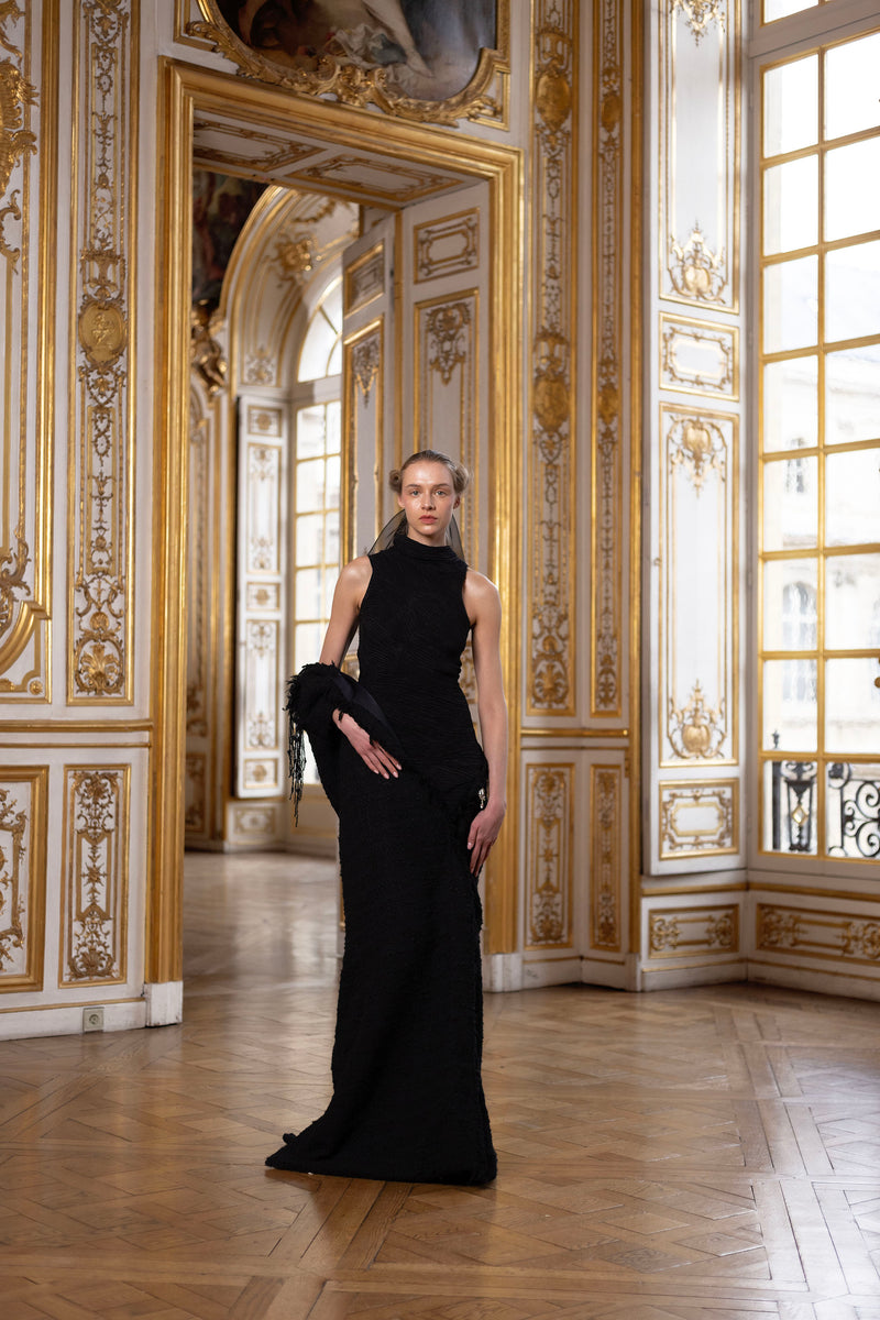 Couture : Cushion-Pleat Drape Dress - Black