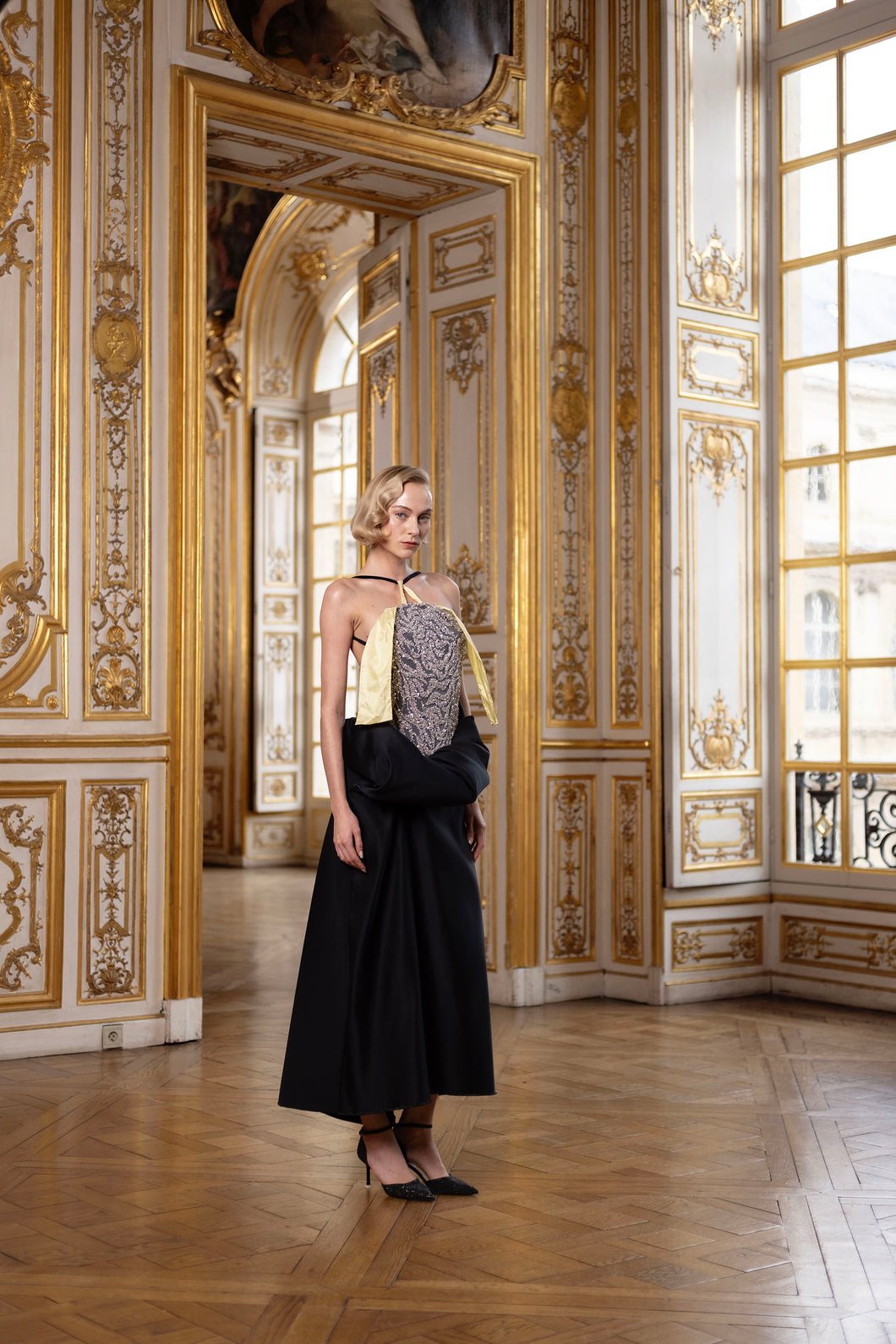 Couture : Embroidered Shield Dress - Midnight Citron du Sud