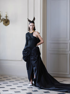 Couture : Sculptured Thana Drape Dress - Black