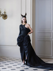 Couture : Sculptured Thana Drape Dress - Black Couture : Sculptured Thana Drape Dress - Black