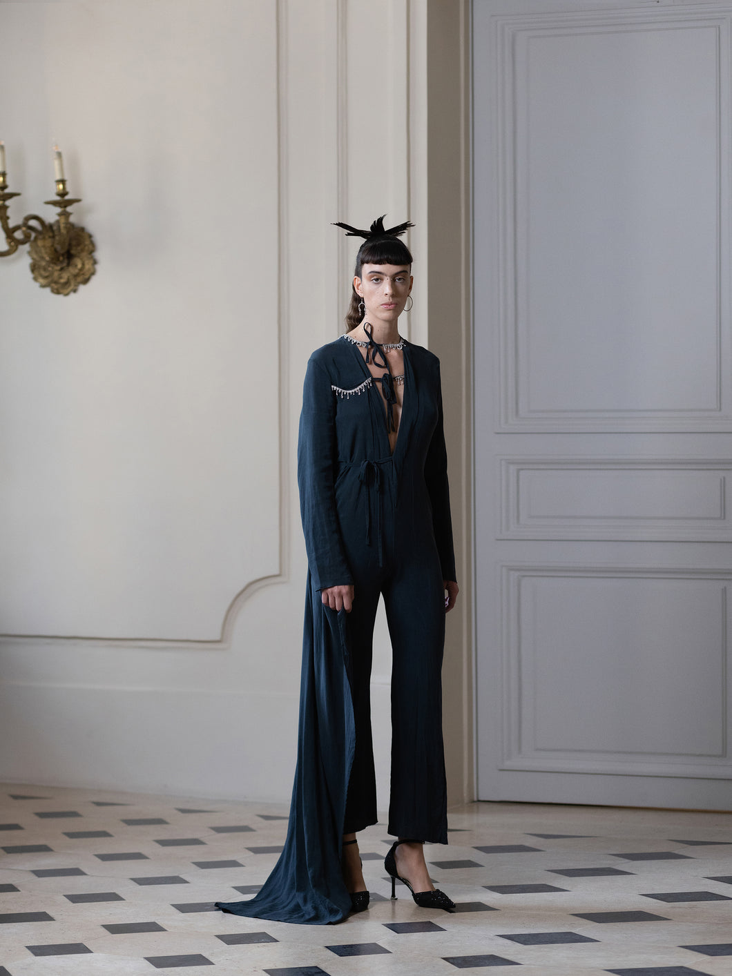 Couture : Fluidly Draped Jumpsuit - Night Canard