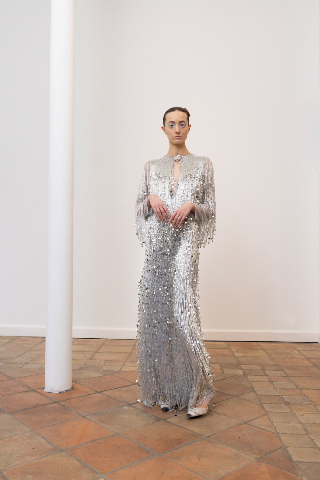 Couture : Embroidered Fringe Dress - Sterling PEET DULLAERT Couture : Embroidered Fringe Dress - Sterling PEET DULLAERT