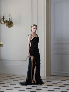 Couture : Embroidered Anastasia Dress - Night Black