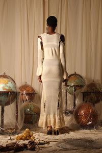 Couture : Shaped knit dress - White