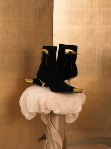 Artisanal Trigon Heeled Boots - Black/Gold
