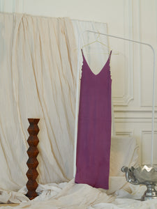 V Neck Rib-knit Dress - Violet