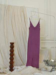 V Neck Rib-knit Dress - Violet