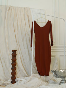 Rib-Knit Dress - Rouge