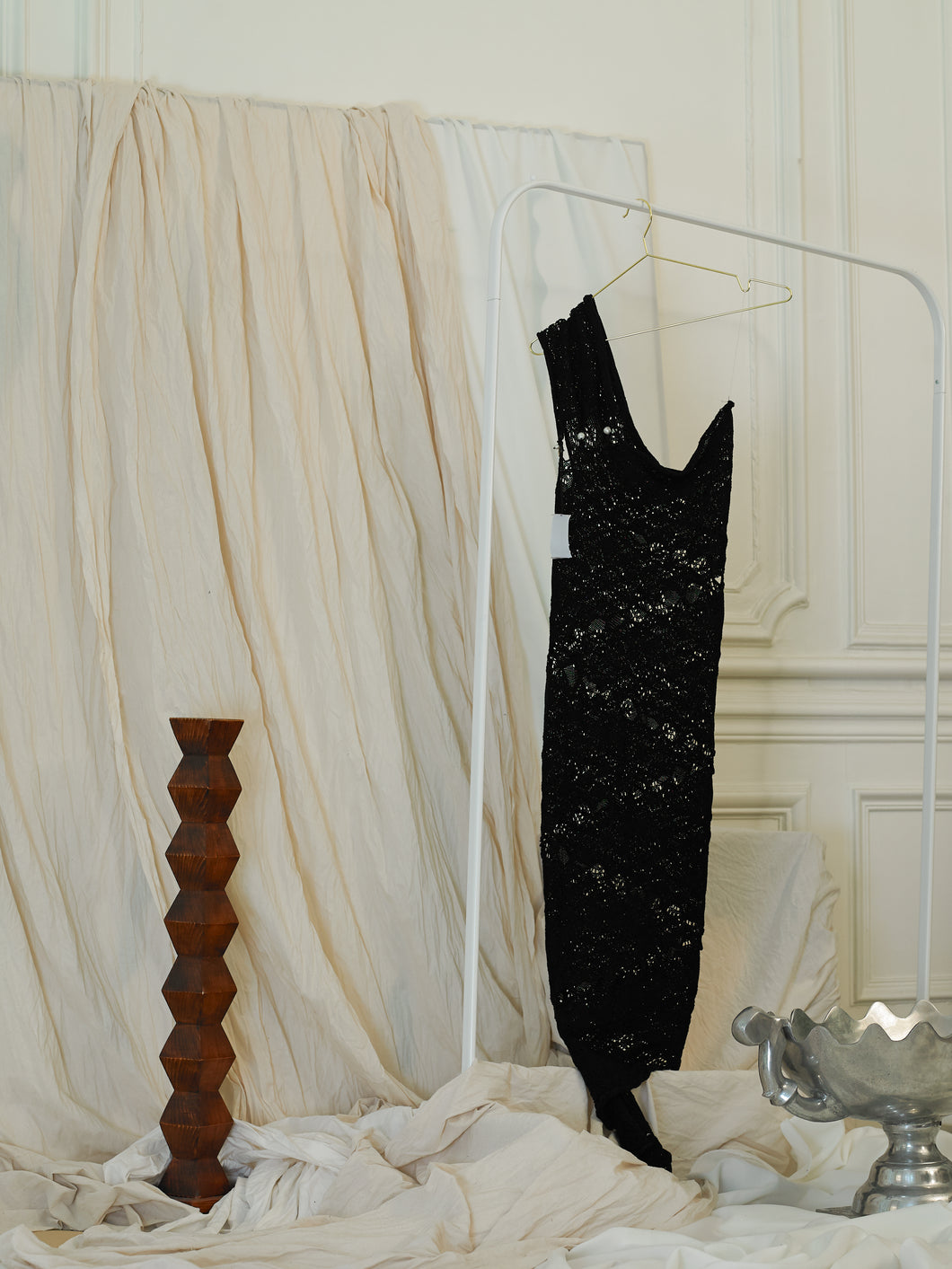Handmade Lace Knit Dress - Black