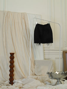 Organza Feather Skirt  - Black