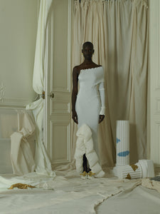 Techno-pleat Cloud Dress - Ivory Mist