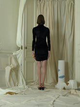Load image into Gallery viewer, Crushed Velvet Wave Dress-Top - Black
