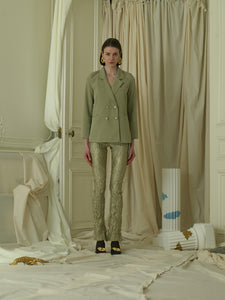 Crushed Elongated Trousers - Sage