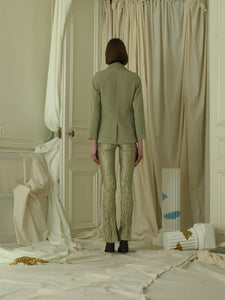 Crushed Elongated Trousers - Sage