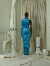 Load image into Gallery viewer, Crushed Velvet Wave Dress - Ocean