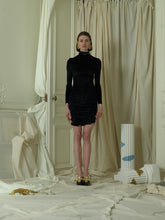Load image into Gallery viewer, Crushed Velvet Wave Dress-Top - Black