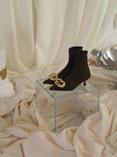 Load image into Gallery viewer, Techno-Knit Galea Low-Heeled Boots - Chataigne/Gold