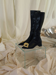 Artisanal Cana Low-Heeled Boots - Black/Gold