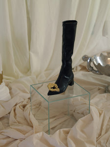 Artisanal Cana Low-Heeled Boots - Black/Gold
