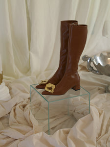 Artisanal Cana Low-Heeled Boots - Marron/Gold