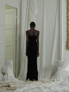 Peluche Knit Dress - Black