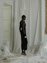 Load image into Gallery viewer, Crushed Velvet Wave Dress - Black