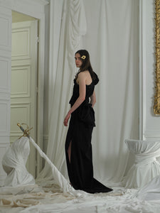 Couture : Sculptured Cana Drape Dress - Black