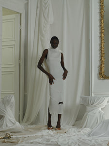 Techno-pleat Cloud Cut-Out Dress - Ivory Mist