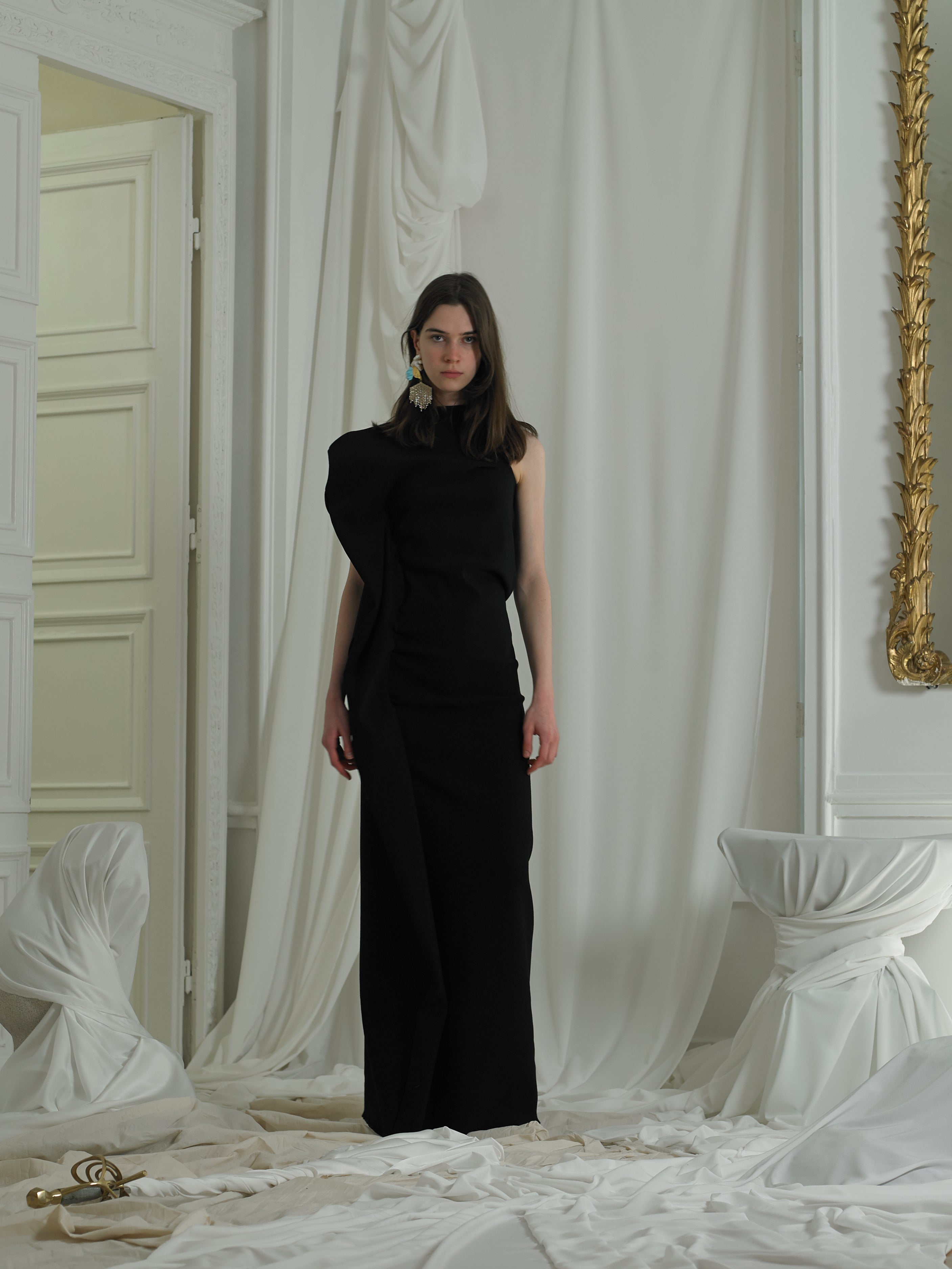 Asymmetrical Drape dress - Black PEET DULLAERT Asymmetrical Drape dress - Black PEET DULLAERT