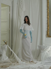 Load image into Gallery viewer, Elongated Satin Gloves and Brooch - Ocean