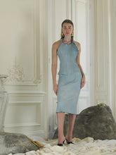 Load image into Gallery viewer, &quot;La Nuisette&quot; Techno-pleat Slip Dress - Marine