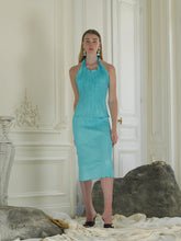 Load image into Gallery viewer, &quot;La Nuisette&quot; Techno-pleat Slip Dress - Azul