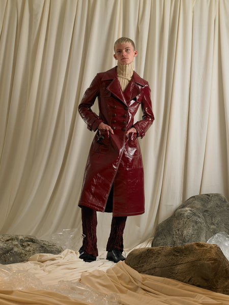 Vinyl-Leather Trench Coat - Garnet – PEET DULLAERT
