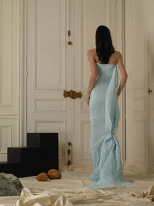 Couture : Sculptured Techno-pleat Dress - Bleu Ciel