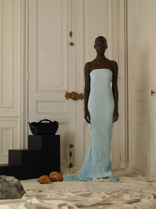 Couture : Sculptured Techno-pleat Dress - Bleu Ciel