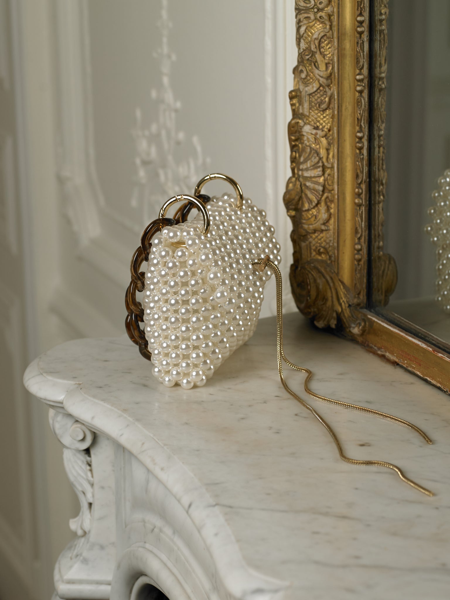 White Cream Pearl Hand Embellished Evening Clutch Bag | Azazie
