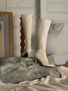 Artisanal Dava High Boots - Beige/Gold